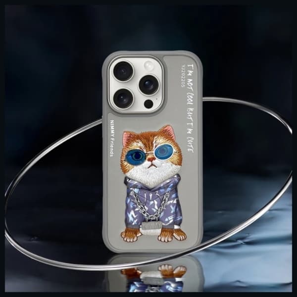 Nimmy iPhone 16 Pro Max Mobilskal Glasses Cool Cat - Grå