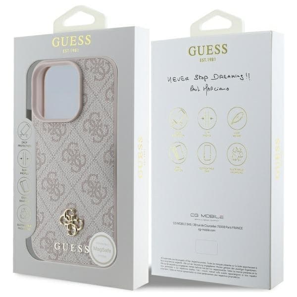 Guess iPhone 16 Pro Max Mobilskal MagSafe 4G Small Classic Logo - Rosa