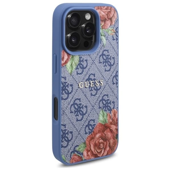 Guess iPhone 16 Pro Max Mobilskal MagSafe 4G Flowers Print - Blå