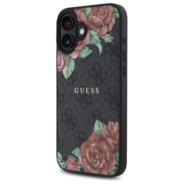 Guess iPhone 16 Mobilskal MagSafe 4G Flowers Print - Svart