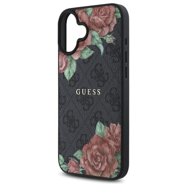 Guess iPhone 16 Mobilskal MagSafe 4G Flowers Print - Svart