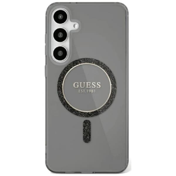 Guess Galaxy S25 Ultra Mobilskal MagSafe Glitter Circle Classic Logo - Svart