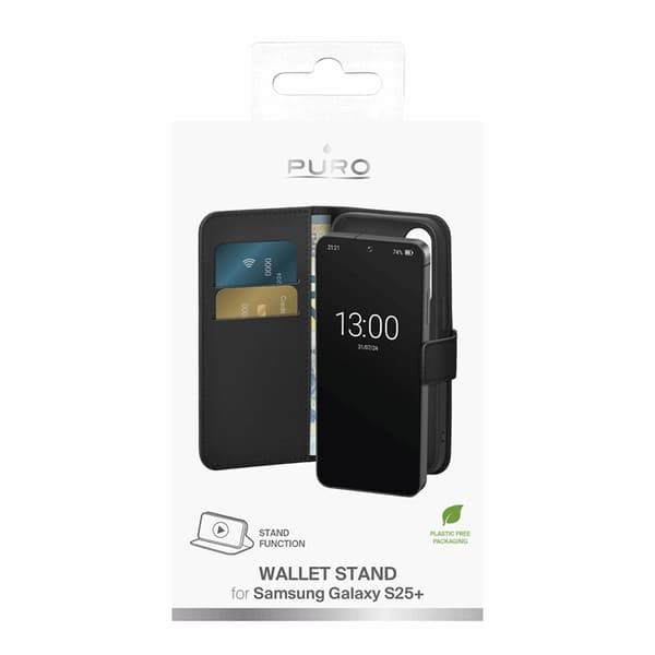 Puro Galaxy S25 Plus Plånboksfodral med Flip - Svart