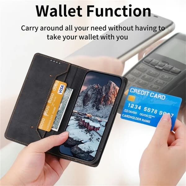 Galaxy S25 Plånboksfodral RFID Blocking - Svart