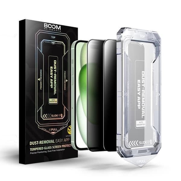 BOOM iPhone 16 Privacy Härdat Glas Skärmskydd 2st
