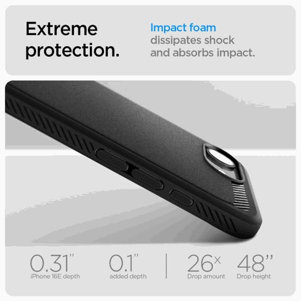 Spigen iPhone 16e Mobilskal Magsafe Rugged Armor - Matt Svart