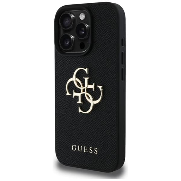 Guess iPhone 16 Pro Mobilskal Grained Big 4G Small Classic Logo - Svart