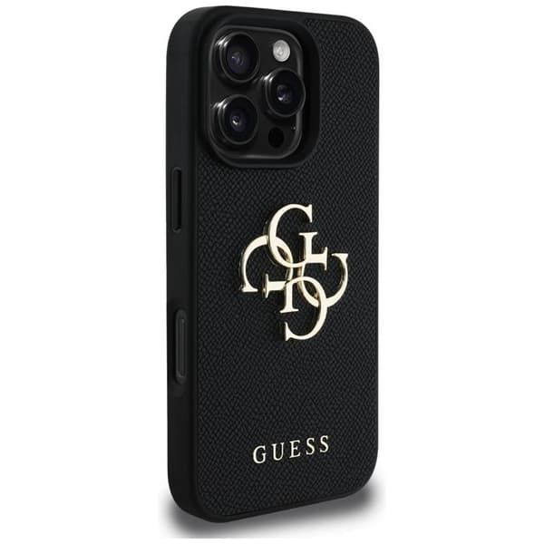 Guess iPhone 16 Pro Mobilskal Grained Big 4G Small Classic Logo - Svart
