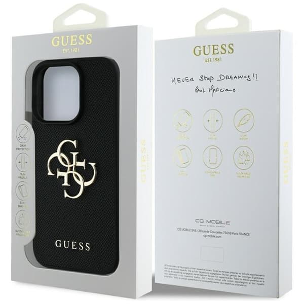 Guess iPhone 16 Pro Mobilskal Grained Big 4G Small Classic Logo - Svart