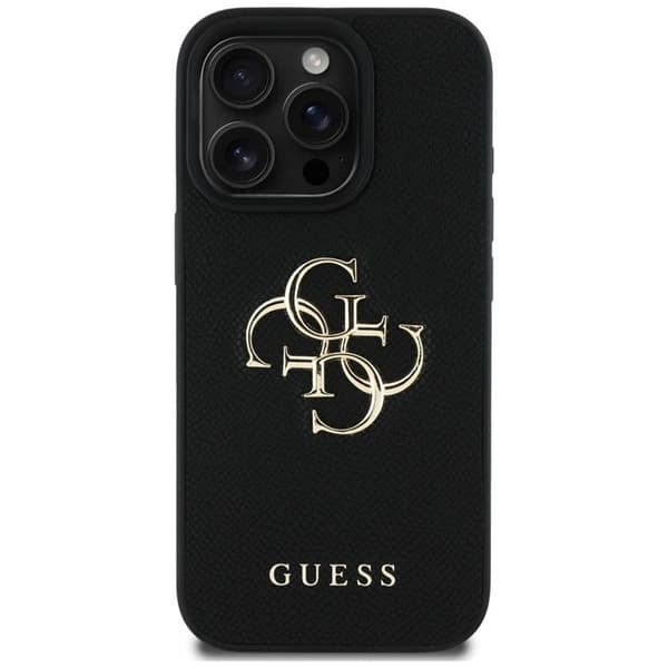 Guess iPhone 16 Pro Mobilskal Grained Big 4G Small Classic Logo - Svart