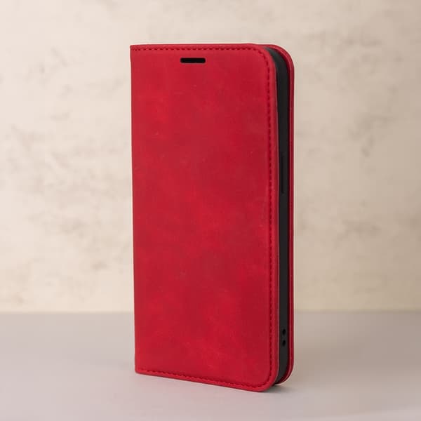 iPhone 11 Plånboksfodral Smart Suede - Röd