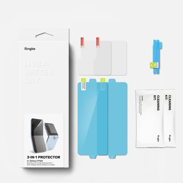 [2-Pack] Ringke Galaxy Z Flip 6 Skärmskydd Set 3in1 - Clear