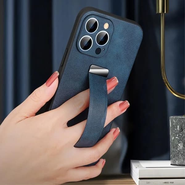 SULADA iPhone 15 Pro Max Mobilskal Kickstand med Wristband - Blå