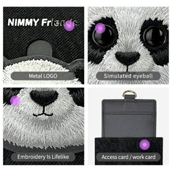 Nimmy Korthållare Big Eyed Pet 2.0 Panda - Svart