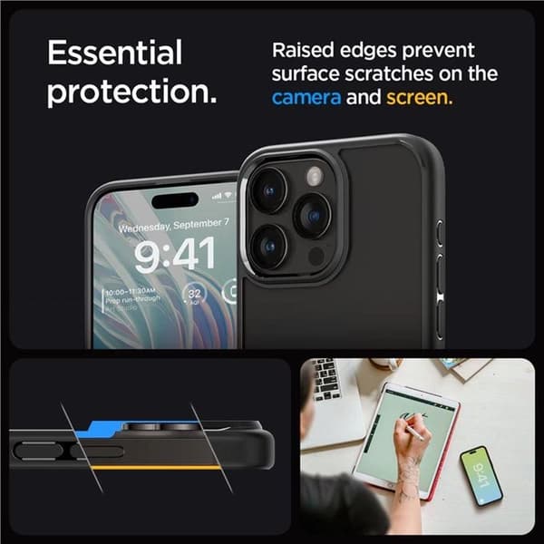 Spigen iPhone 15 Pro Mobilskal Crystal Hybrid - Transparent/Svart