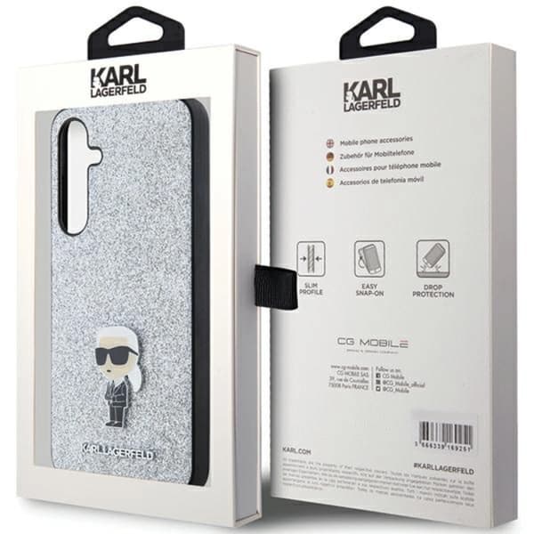 Karl Lagerfeld Galaxy A35 Mobilskal Fixed Glitter Ikonik Logo Metal Pin
