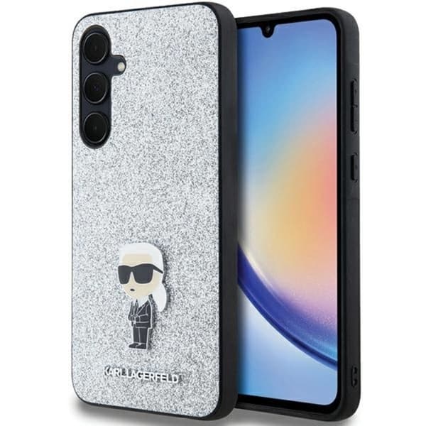 Karl Lagerfeld Galaxy A35 Mobilskal Fixed Glitter Ikonik Logo Metal Pin