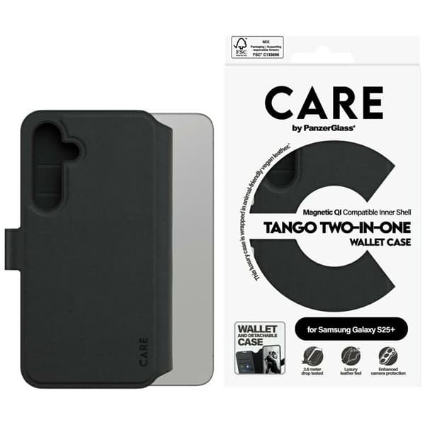 CARE By PanzerGlass Galaxy S25 Plus Plånboksfodral Tango 2in1 - Svart