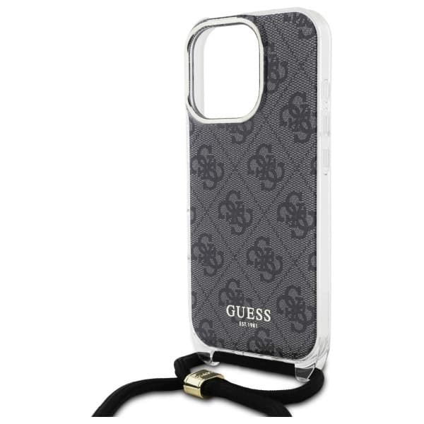 Guess iPhone 16 Pro Max Mobilskal Crossbody Cord 4G Print - Svart