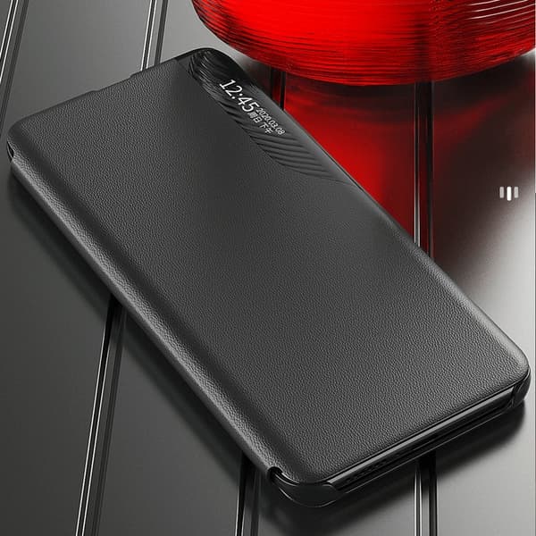 Galaxy S25 Plus Fodral Eco Läder View med Flap - Svart