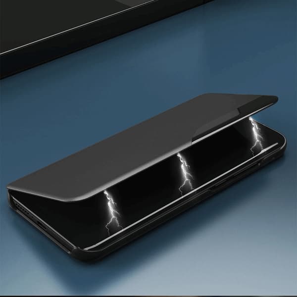 Galaxy S25 Fodral Eco Läder View med Flap - Svart