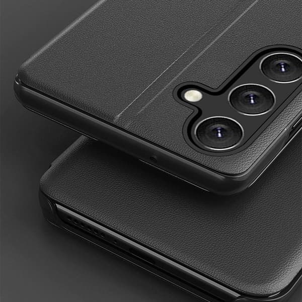 Galaxy S25 Fodral Eco Läder View med Flap - Svart