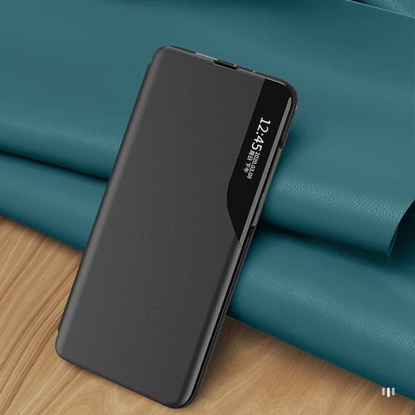 Galaxy S25 Fodral Eco Läder View med Flap - Svart
