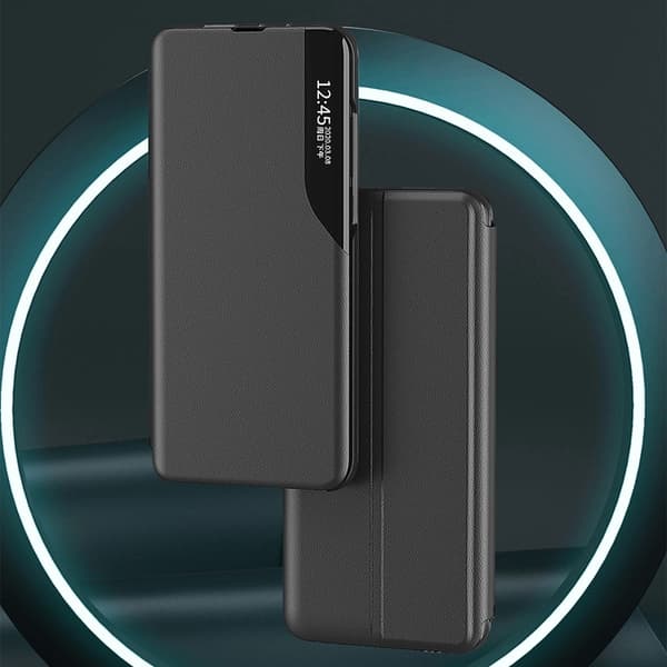 Galaxy S25 Fodral Eco Läder View med Flap - Svart