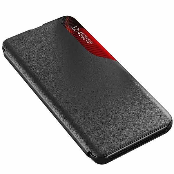 Galaxy S25 Fodral Eco Läder View med Flap - Svart