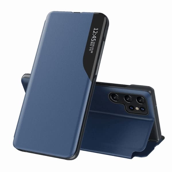 Galaxy S25 Ultra Fodral Eco Läder View med Flap - Blå