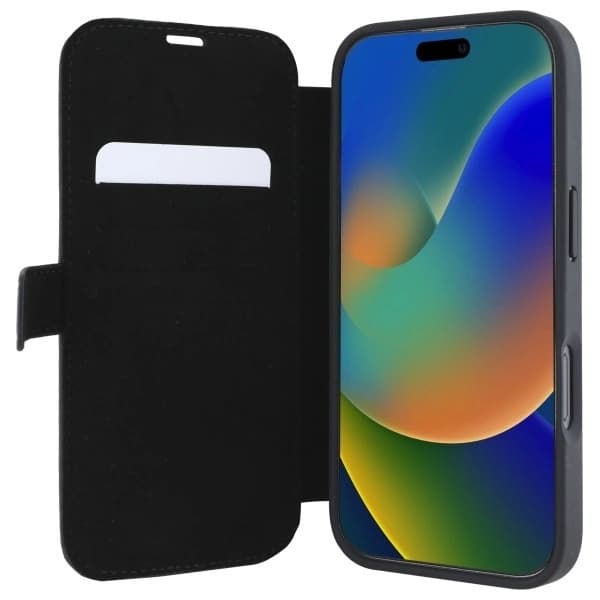 BMW iPhone 16 Pro Plånboksfodral Signature Läder Ordmärke - Svart