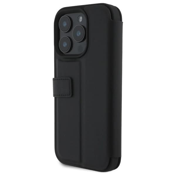 BMW iPhone 16 Pro Plånboksfodral Signature Läder Ordmärke - Svart