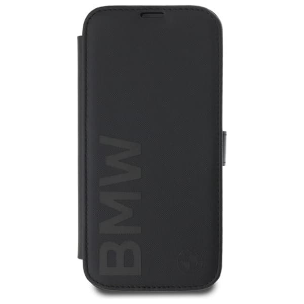 BMW iPhone 16 Pro Plånboksfodral Signature Läder Ordmärke - Svart