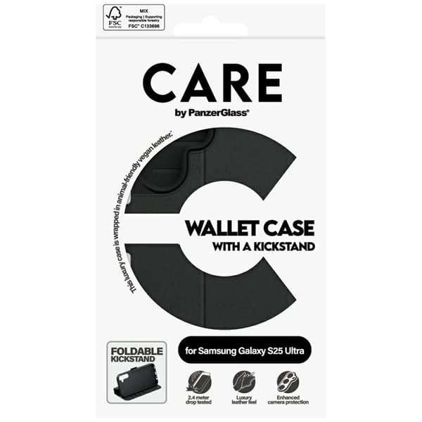Care by PanzerGlass Galaxy S25 Ultra Plånboksfodral Kickstand - Svart