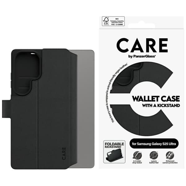 Care by PanzerGlass Galaxy S25 Ultra Plånboksfodral Kickstand - Svart