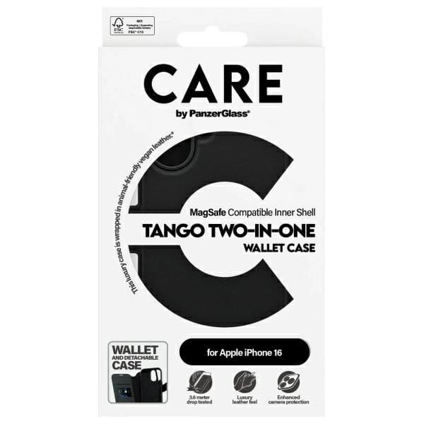 CARE By PanzerGlass iPhone 16 Plånboksfodral MagSafe Tango 2in1