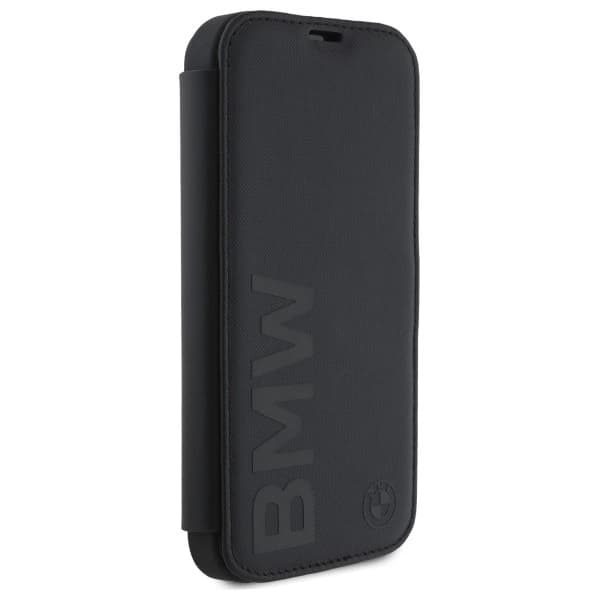 BMW iPhone 16 Pro Max Plånboksfodral Signature Läder Ordmärke - Svart