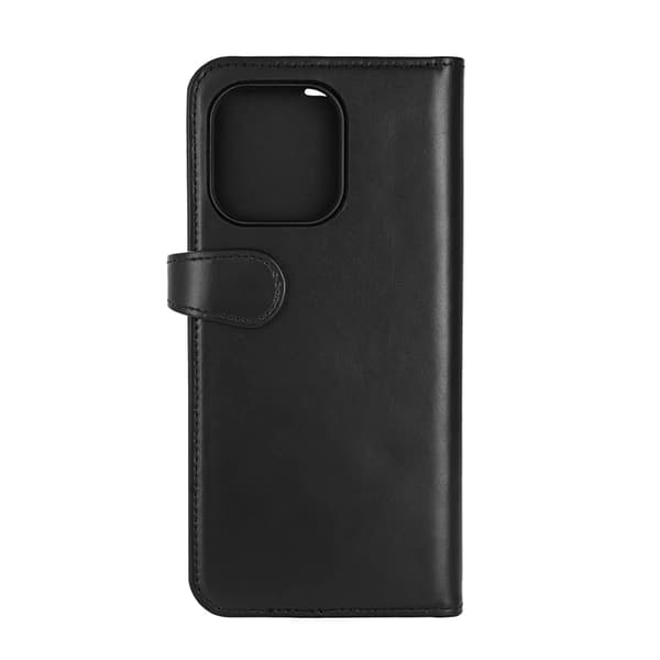 BUFFALO äkta läder iPhone 16 Pro Max Plånboksfodral MagSafe 2-i-1 - Svart