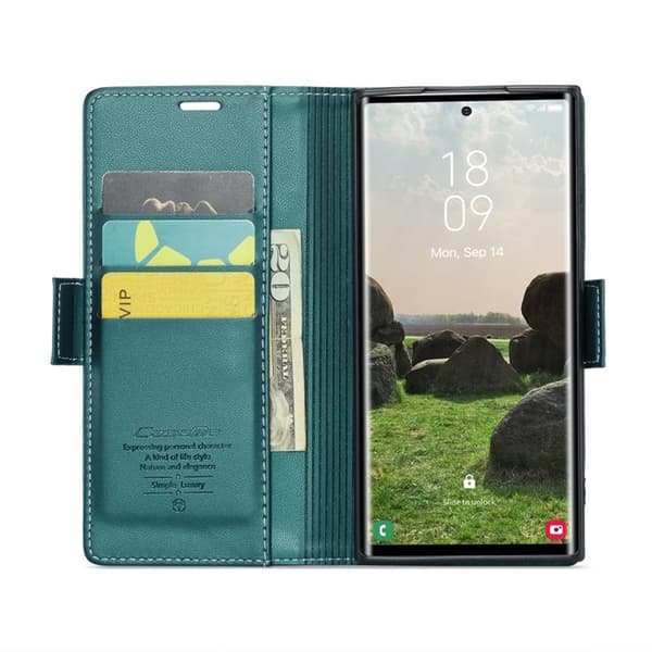 Caseme Galaxy S25 Ultra Plånboksfodral - Grön