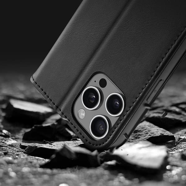 Dux Ducis iPhone 16 Pro Max Plånboksfodral Äkta Läder Hivo - Svart