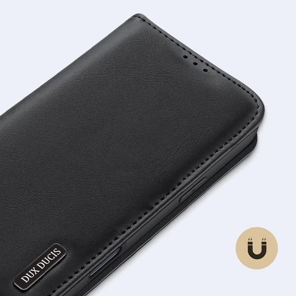 Dux Ducis iPhone 16 Pro Max Plånboksfodral Äkta Läder Hivo - Svart
