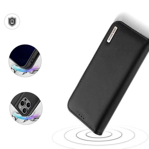 Dux Ducis iPhone 16 Pro Max Plånboksfodral Äkta Läder Hivo - Svart