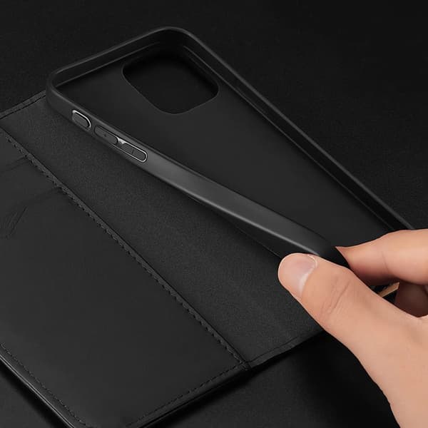 Dux Ducis iPhone 16 Pro Max Plånboksfodral Äkta Läder Hivo - Svart