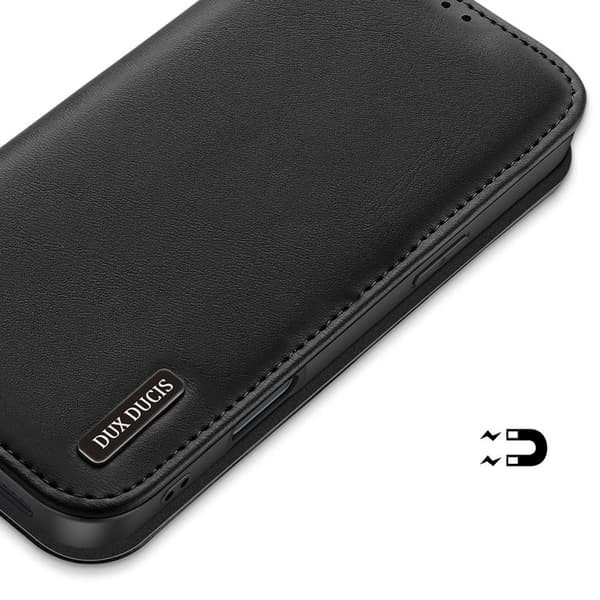 Dux Ducis iPhone 16 Pro Max Plånboksfodral Äkta Läder Hivo - Svart