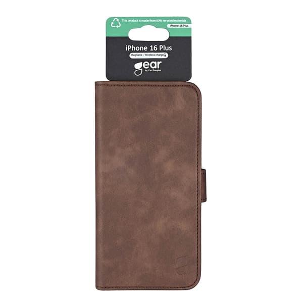 GEAR iPhone 16 Plus Plånboksfodral MagSafe - Brun