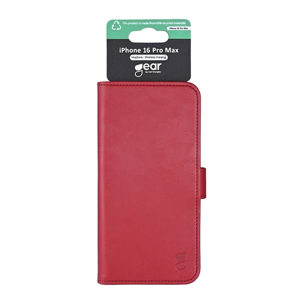 GEAR iPhone 16 Pro Max Plånboksfodral MagSafe - Mörkröd