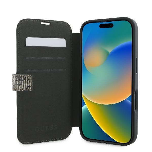 Guess iPhone 16 Plånboksfodral 4G Metal Logo - Brun