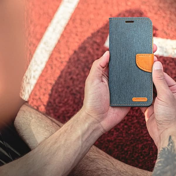 iPhone 16 Plus Plånboksfodral Canvas - Marinblå
