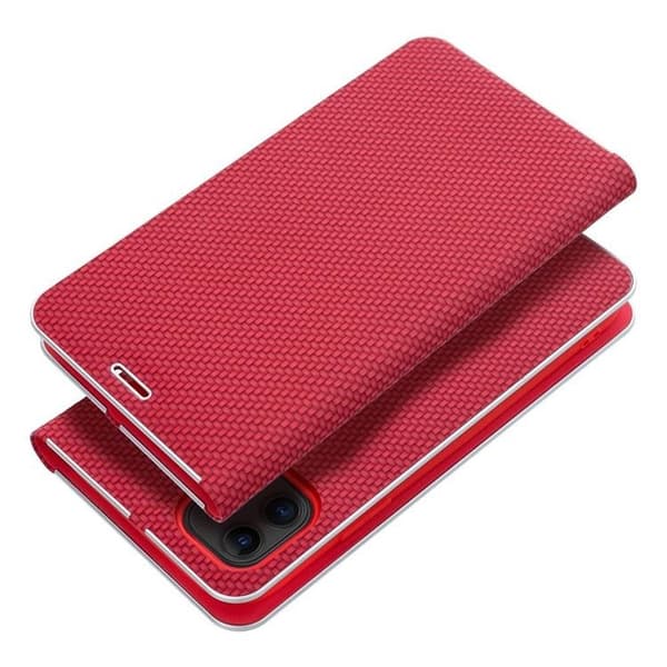 iPhone 16 Plus Plånboksfodral Luna Carbon - Röd