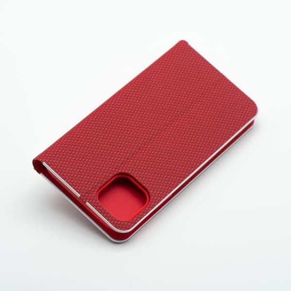 iPhone 16 Plus Plånboksfodral Luna Carbon - Röd